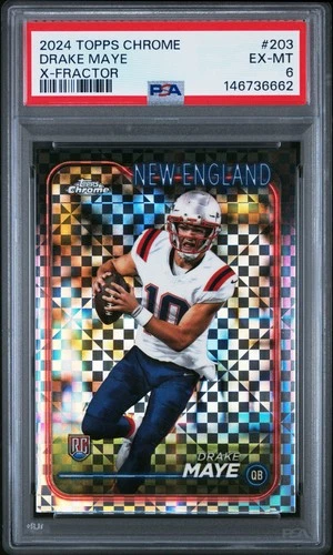 2024 Topps Chrome #203 Drake Maye X-Fractor PSA 6