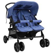 Kinderwagen Kinderkarre Buggy Zwillings-Geschwisterwagen Marineblau Stahl