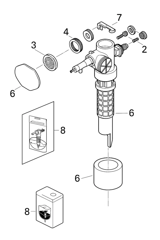 GALLEGGIANTE GROHE 43537000 RICAMBIO VALVOLA DI RIEMPIMENTO PER CASSETTA INCASSO - Immagine 4 di 4