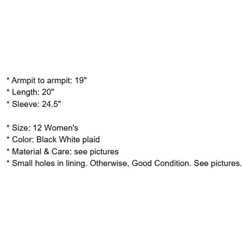 Traje Falda Saks Fifth Ave Mujer 12 Lana Negro Blanco Glen Forrado a Cuadros De Colección Foto 4 de 4