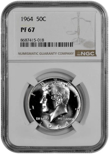 1964 50C Silver Proof Kennedy Half Dollar NGC Graded PF 67 in New Holder