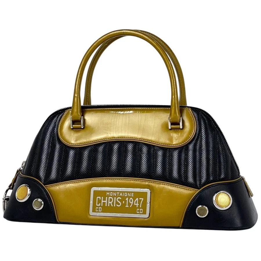Dior — Dior 30 Montaigne Chris 1947 Trailer Leather Patent Leather Black Yellow #BS2457