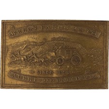 Brass Wells Fargo Mining Mine Stagecoach Horse 1970s Vintage Belt Buckle
