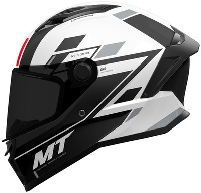 MT Stinger 2 Zivze - A2 Gloss Black/White Motorcycle Helmet