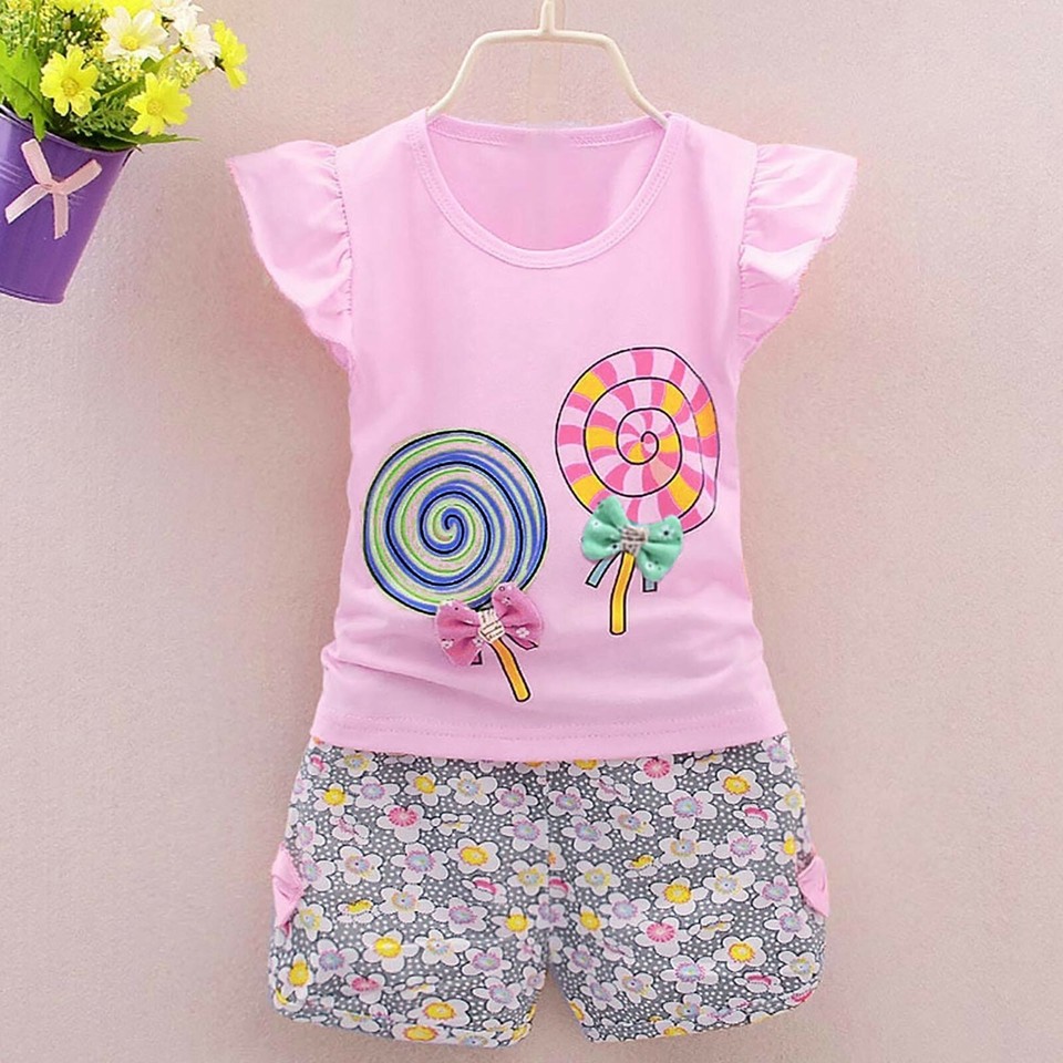 Toddler Kids Baby Girls Outfits TShirt Tops + Floral Shorts Pants