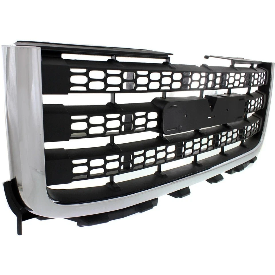 New Front Grille Assembly For 2011-14 GMC Sierra 3500 HD Chrome Shell Plastic Foto 3 de 4