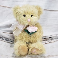 Russ Teddy Bear Champagne Fluffy With Pink Rose Love Embroidered 7 Inch 2010