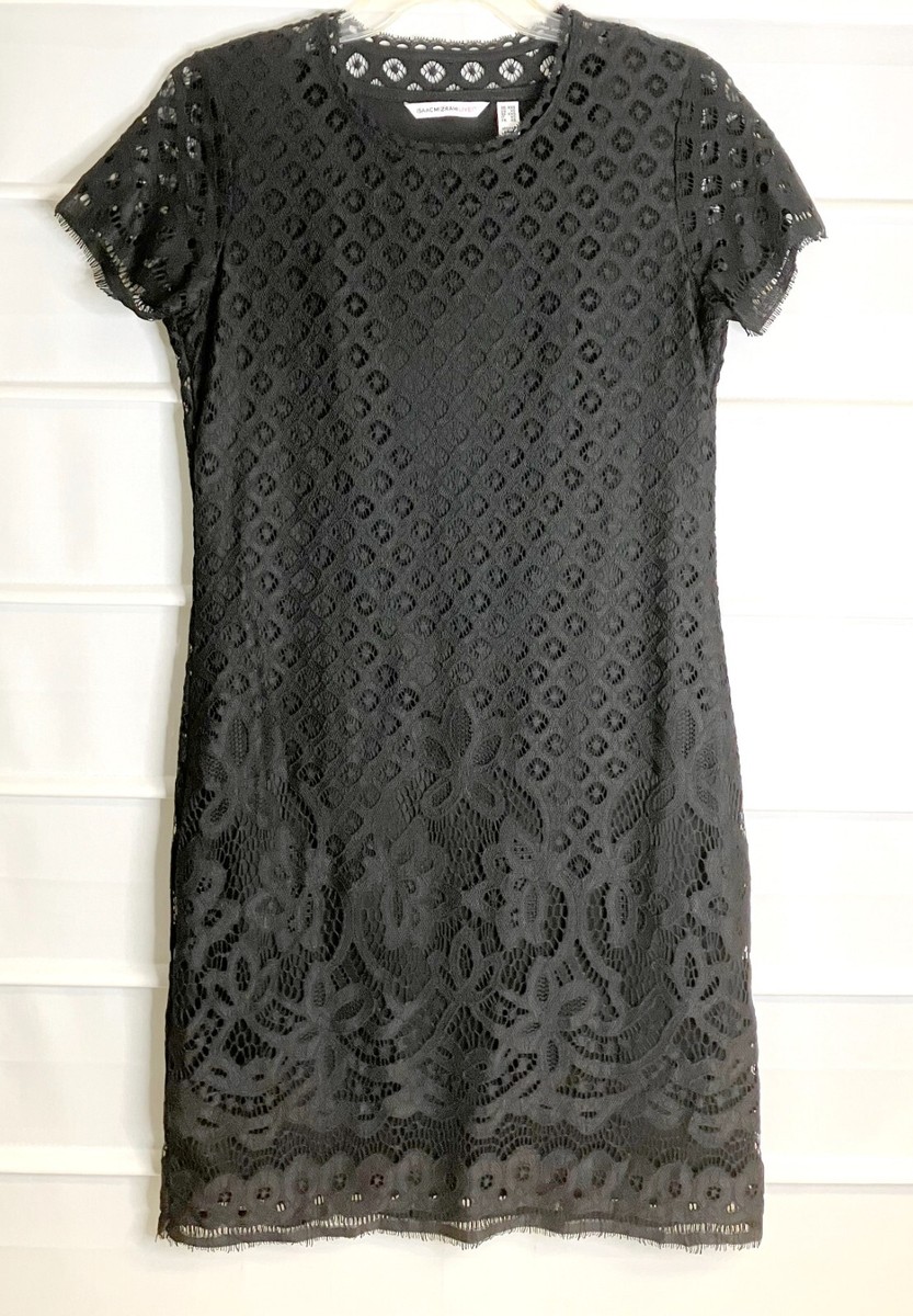 isaac mizrahi black lace dress Isaac Mizrahi Live! Extended Shoulder Lace Dress Jet Black