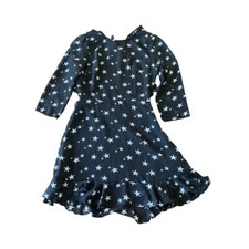 Nasty Gal Junior’s Dress Blk White Backless Stars Sheer Neck Tie Ruffle Zip Sz 4