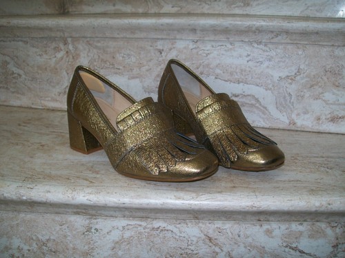 Kenneth Cole New York Women's Macey Kiltie Toe Dress Pump Square Toe Gold 7 1/2 - Picture 2 of 10