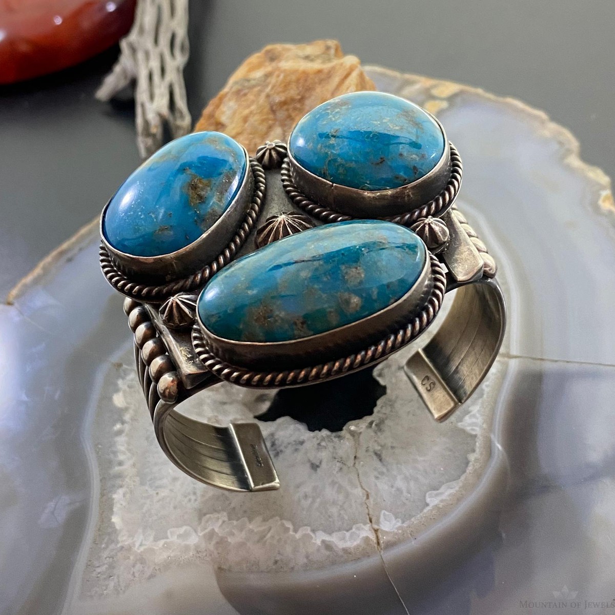 Cecil Sanders Vintage Native American Sterling Heavy Turquoise