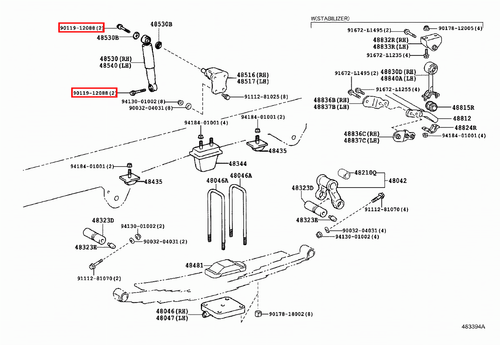 Genuine LandCruiser VDJ79 Regius Ace GDH206 GDH201 Rear Shock Absorber Bolt x4 - Picture 19 of 20