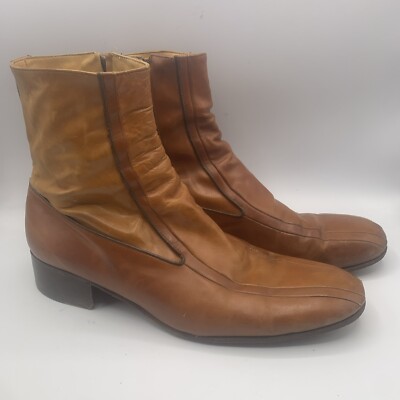 70s mens sz 9D boots by NUNN BUSH Brass Boot Collection Brown Vintage Zipper