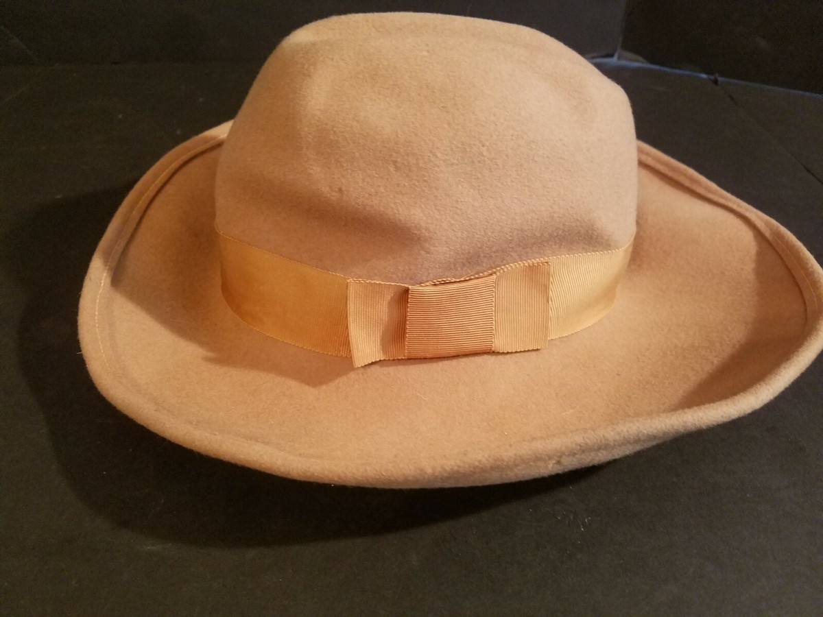 Lot of 2 VTG Tan Pink Floral Frank\'s Girl by Frank Olive Women’s Wool Hat Vintage Frank main image 4