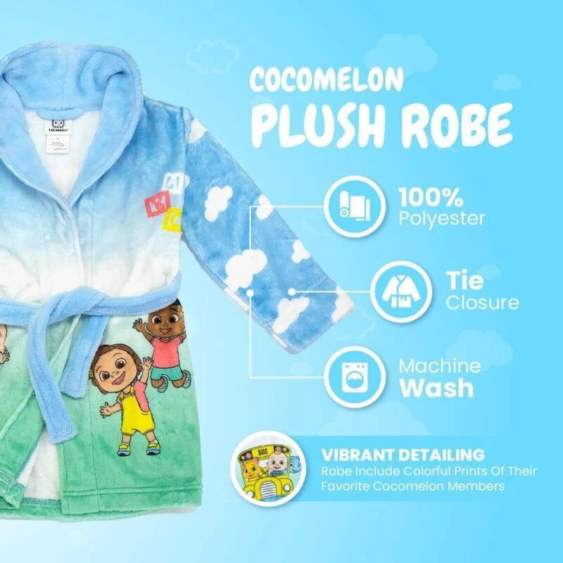 CoComelon Toddler Boys JJ Playtime 3D Plush Robe Size 2T 3T 4T - Image 3 of 4