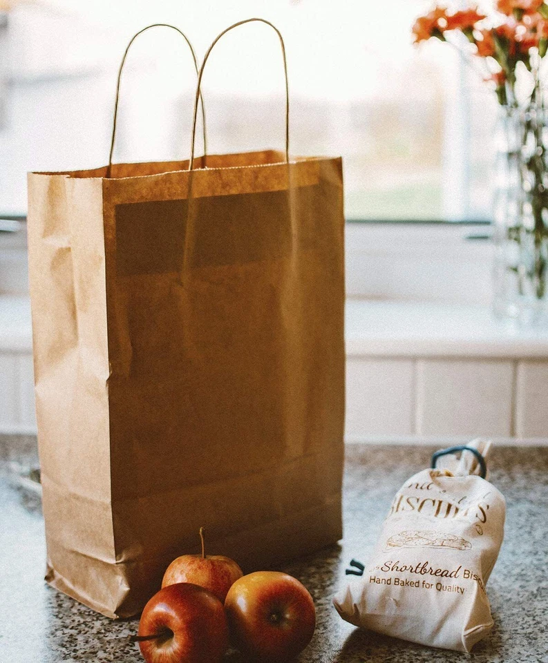Brown Paper Bags with Handles, Twist Handle Carrier Bag Gift Shop Party Takeaway - Image 4 of 4