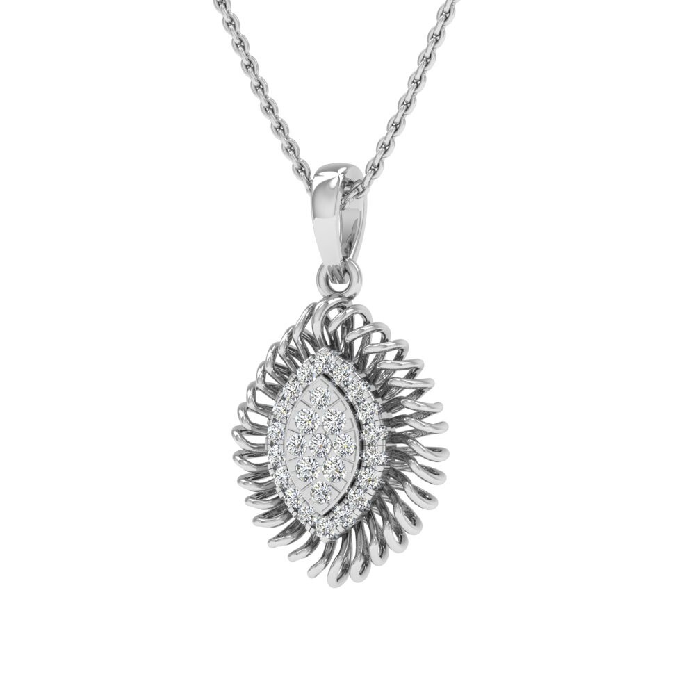 Round Shape Diamond Lab Grown CVD 0.32ct Pendant Necklace 14k White Gold