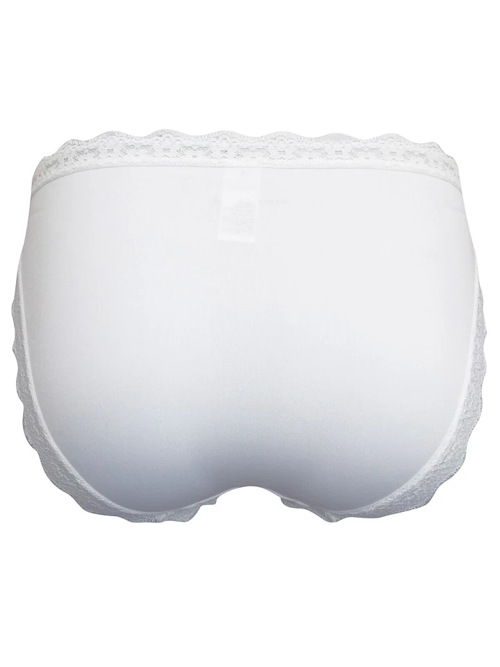 EX M&S белый геометрический кружевной отделки высоты ноги Knickers - размер 10 до 22 - Изображение 2 из 3