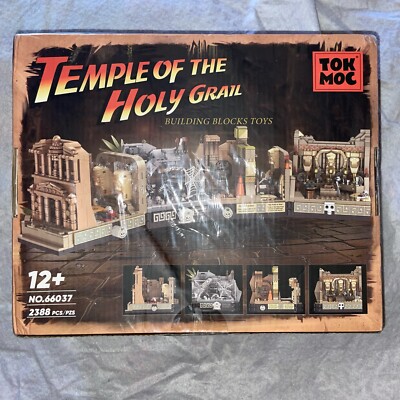 NISB Indiana Jones Temple of the Holy Grail MOC Brick Set, 2,388 pcs +5 Minifigs
