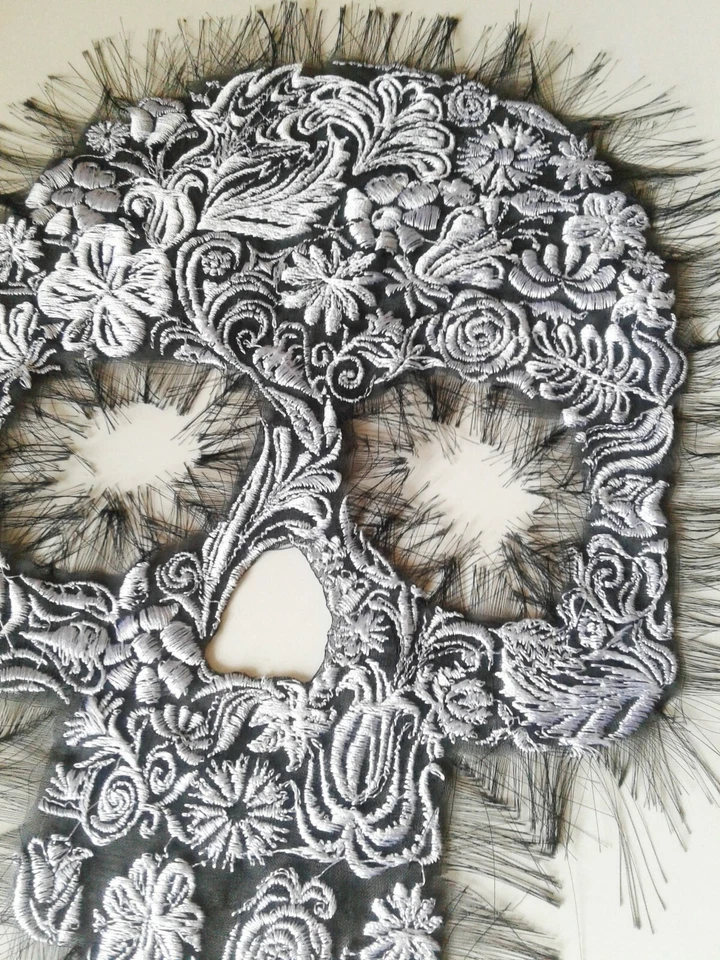 Calavera Sugar Skull Handmade Embroidered Patch - Image 2 of 4