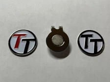 (2) Rare Fine Quality 1" Flat Coin Style Golf Markers With Bonus Hat Clip 