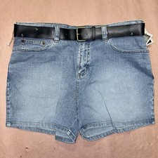Vintage 1990 s Lee Rivited Denim Shorts With Belt, Deadstock Size 12