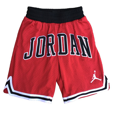 YOUTH AIR JORDAN SPELLOUT MESH GAME ACTIVE GYM SHORTS RED Medium