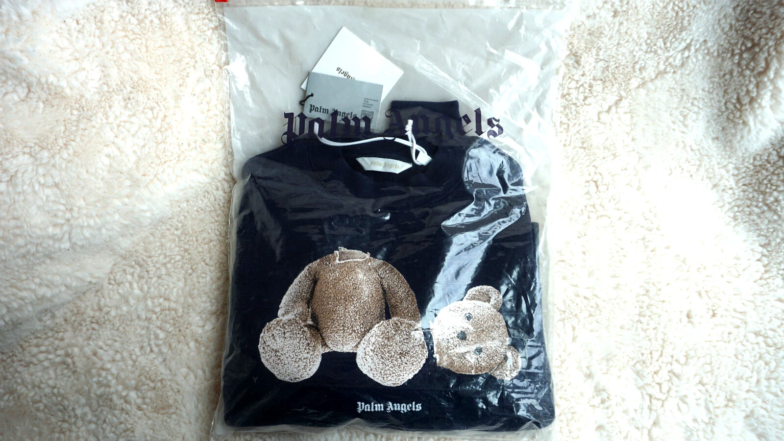 Maglione Palm Angels Orso Girocollo Blu Navy Marrone Taglia 10 Nuovo con etichette