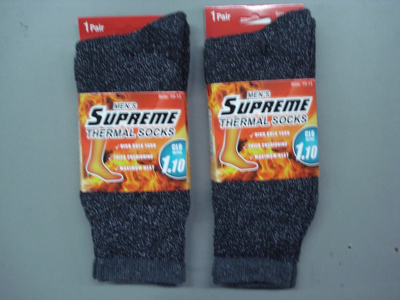 2 paires de chaussettes thermiques suprêmes homme PGM laine mélangée taille 10 13 gris #18D neuves avec étiquettes