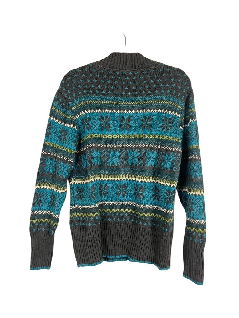 Nomadic Traders Sweater L Blue Pullover Knit Snow… - image 8
