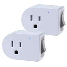 Pack of 2 Grounded Outlet with ON/Off Switch Prong Electrical Plug Outlet White