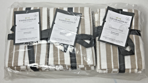 NWT Lot 12 Antimicrobial Threshold Dishcloths Taupe 12” x 12” Target OEKO-TEX