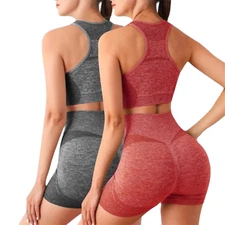 Women's 2 Piece Outfits Yoga Workout Set Sport Bra High Waist Shorts