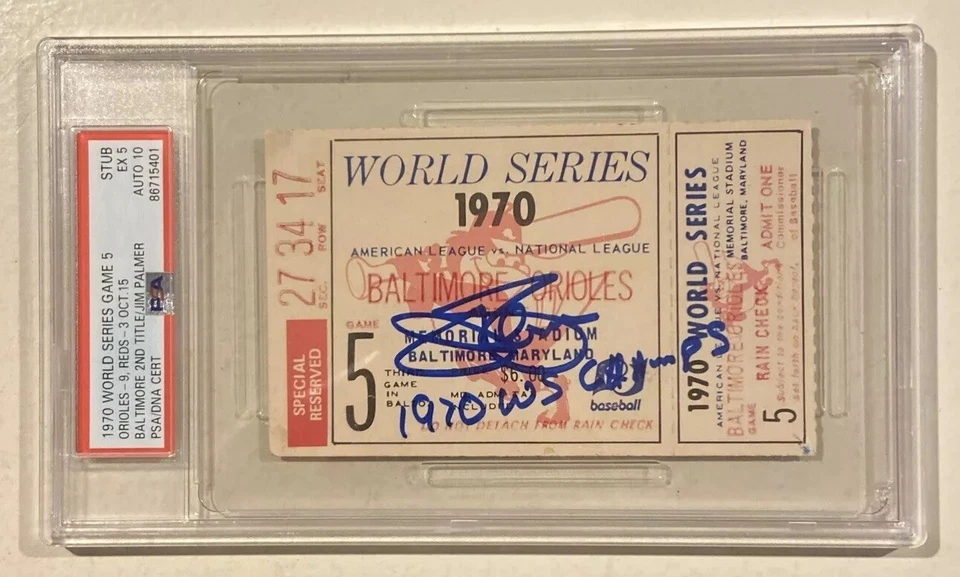 1970 Jim Palmer Signed World Series Gm 5 Ticket PSA 5 DNA Certified Auto 10 HOF - Image 3 of 4