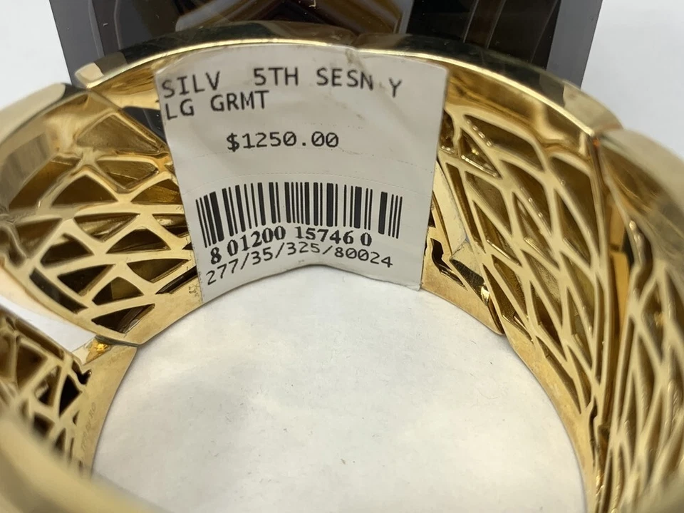 Roberto Coin Sterling Silver Bracelet Flex Cuff Vermeil TFS 1 1/4" Wide - Image 4 of 4