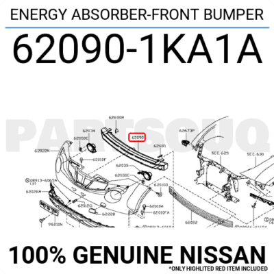 620901KA1A Genuine Nissan ENERGY ABSORBER-FRONT BUMPER 62090-1KA1A