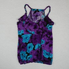 Vintage Soprano Top Women Size Small Purple Multicolor Made in USA Rayon