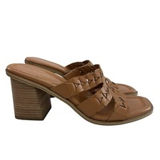 Marc Fisher Melita Tan Strappy Open Toe Block Heel Sandals Size 10M