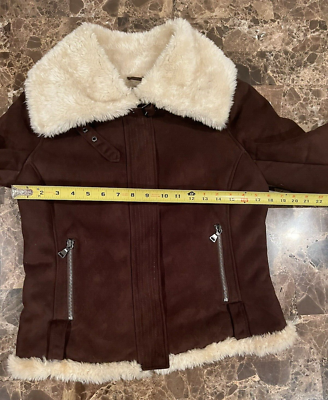 Express Vintage Y2K Faux Suede Fur Moto Bomber Jacket Penny Lane