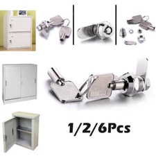 10mm Tubular Cam Lock Zinc Alloy+2Keys for Drawer Cabinet Desk Mailbox 1/2/6Pcs 