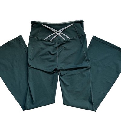 Fabletics Boost PowerHold High-Waisted Flare Pant Everpine/Silver Sz Med Regular