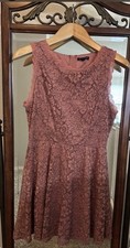 AS U WISH Pink Floral Lace Fit & Flare Dress  Feminine Cottagecore XL