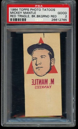 1964 Topps Photo Tattoos Mickey Mantle Red Triangle Red Back Side PSA 2 (2765)