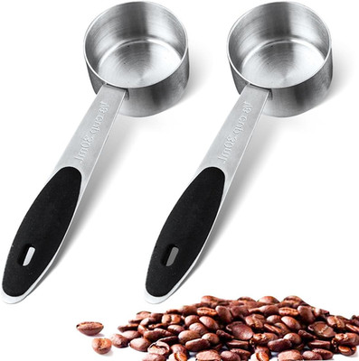 2PCS 1/8 Cup Stainless Steel Coffee Measuring Scoops 30ML Silicone Handle