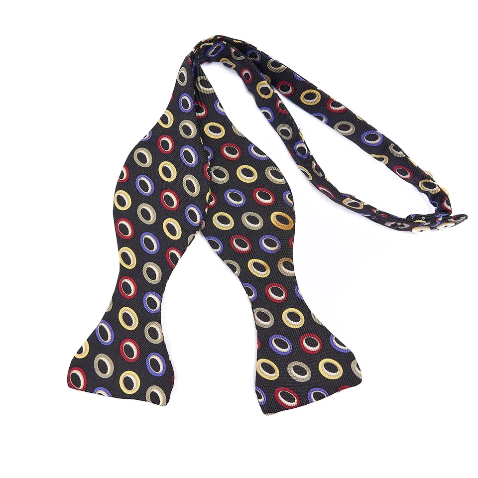 Conjunto de faja y pajarita de seda Zanahoria & Gibbs negro colorido óvalos esmoquin formal Foto 2 de 4