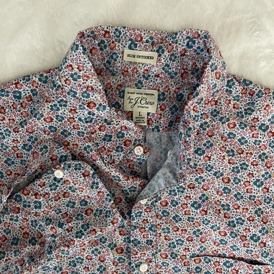 J Crew Secret Wash Shirt Button Down Floral Mens Slim Untucked Superbloom Cotton