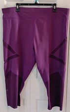 Ladies Purple Capri Yoga Pants-Media Pocket-High Rise-PLUS SIZE 3X-Rag