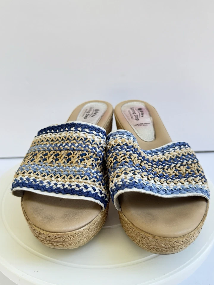 SPRING STEP Sandals Womens 40 Multicolor Leather Slip-Ons Wedge Padded 1.5”Heel - Image 2 of 4