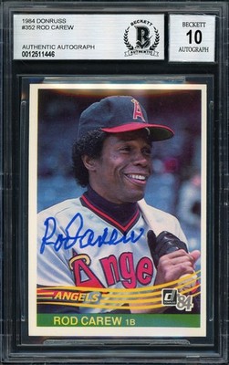Rod Carew Signed 1984 Donruss Card 352 California Angels Auto 10 Beckett