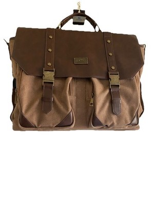 Matein Leather & Canvas Tote/ Travel Bag W/Phone Charging Acc,s Short Strap